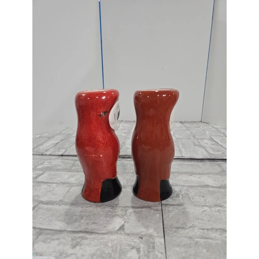 Set of 2 Vintage Parrot Macaw Red Orange Ceramic‎ Tiki Mug Barware Vase DW125(R)